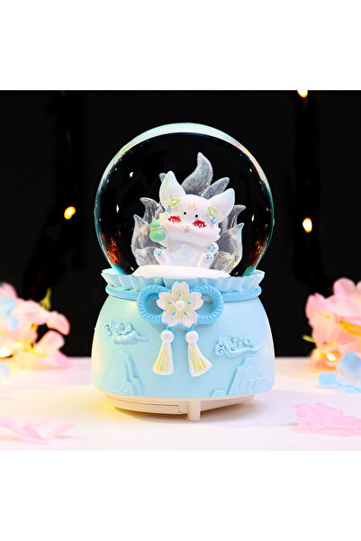 Choice blue New Hot Selling Mini Crystal Ball Nine Tailed Fox Desktop Ornamen...