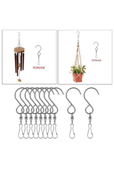 Choice1 مشابك خطافات دوارة فضية اللون، 10 قطع، قابلة للدوران 360 درجة، قاعدة ...