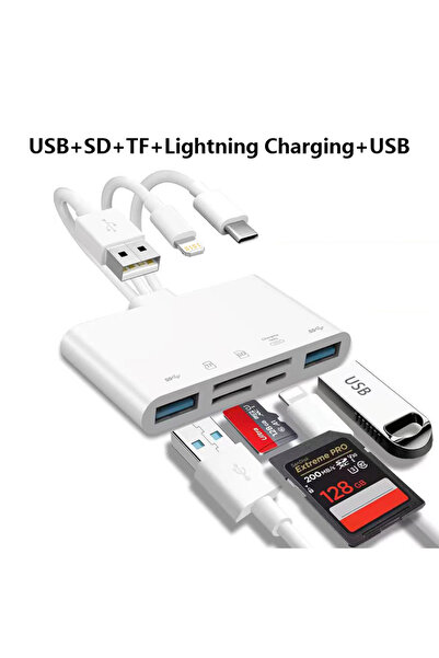 Choice1 قارئ بطاقات USB مزدوج USB-C/Lightning لأجهزة iPhone، محول OTG 5 في 1 ...