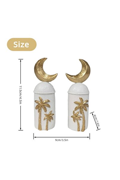 Choice Light Grey Set of 2 Moon Creative Resin Statues Conut Tree Castle Home...