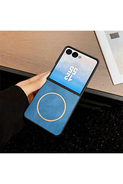 Choice8 غلاف هاتف فاخر من جلد المغناطيسي باللون الأزرق النحيف لهاتف Galaxy Z ...