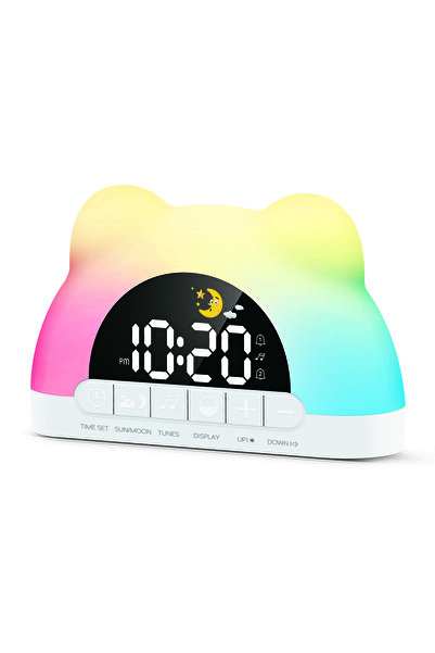 Choice WHITE Digital Clk Wake Up Light Sunrise Alarm Clk Colorful Night Light...