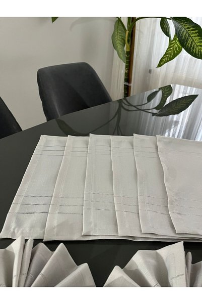 BRL ÇEYİZ HOME Colber Dertsiz Fabric Serviette and Ring (for 12 People)-12 Napkins,12 Rings