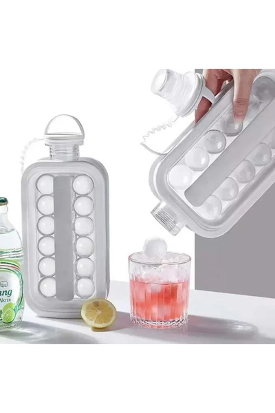 Choice صانع ثلج محمول أبيض اللون، قابل للطي، 2 في 1، زجاجة ماء، قالب مكعبات ث...