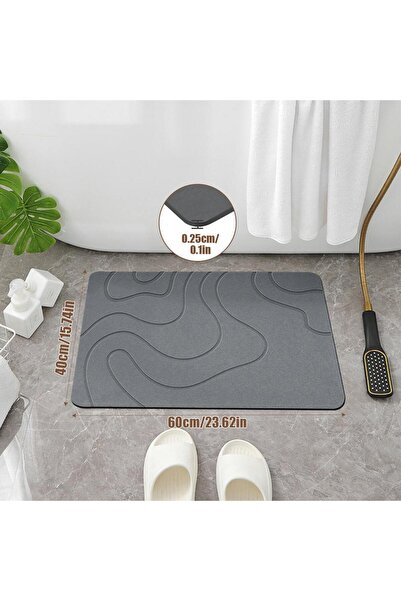 Choice حصيرة حمام رمادية داكنة مانعة للانزلاق مزودة بأكواب شفط قوية لأرضية حو...