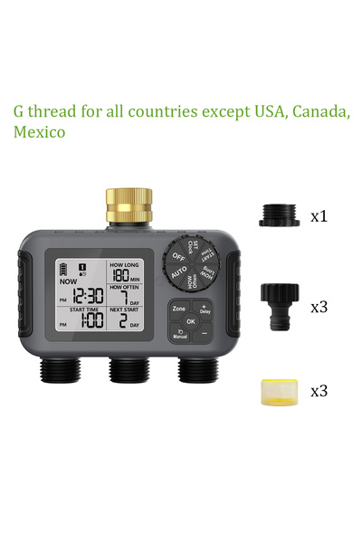 Choice1 مؤقت مياه أوتوماتيكي بثلاثة منافذ من إنسوم، خرطوم ري، صنبور، مؤقت رشا...