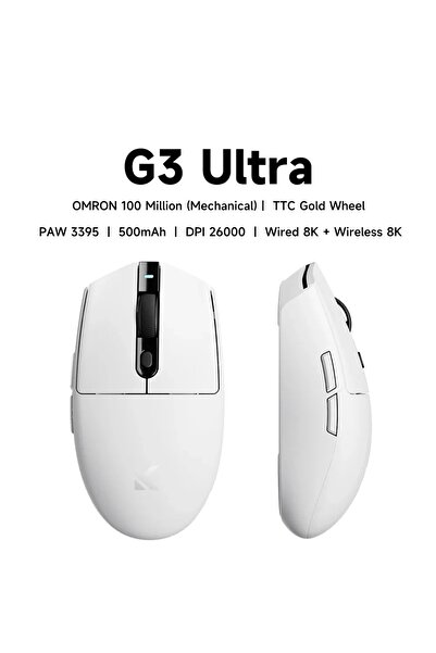 Choice1 ماوس الألعاب اللاسلكي ثلاثي الأوضاع G3 Ultra G3 Ultra من MCHOSE، أبيض...