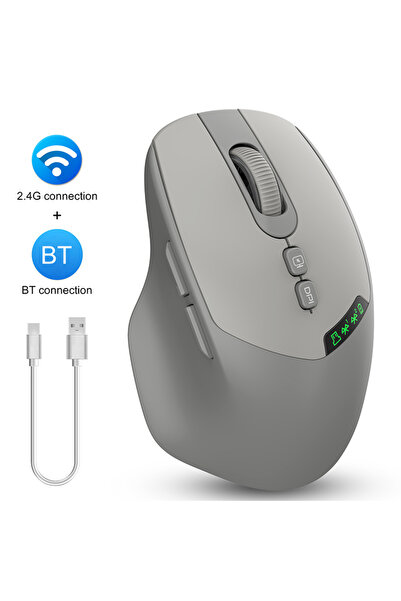 choice2 ماوس لاسلكي ثنائي الوضع صامت بلون رمادي عتيق، يعمل بتقنية بلوتوث 2.4 ...