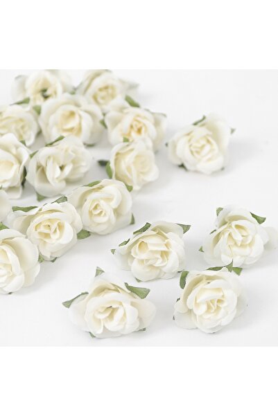 Choice 25 قطعة من رؤوس زهور الورد الاصطناعية حرير البيضاء الحليبية مقاس 3.5 س...