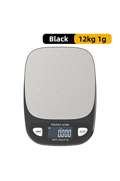 Choice ميزان مطبخ أسود قابل لإعادة الشحن، سعة 12 كجم، ودقة 1 جم، ولوحة من الف...