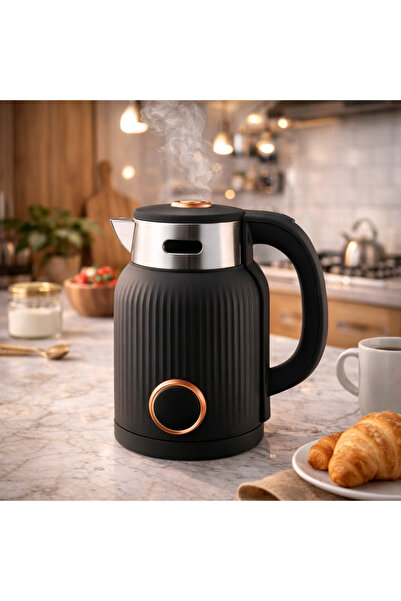 Denx غلاية ماء كهربائية، تسخين سريع وآمن، 1500 واط، سعة 1.7 لتر (أسود)