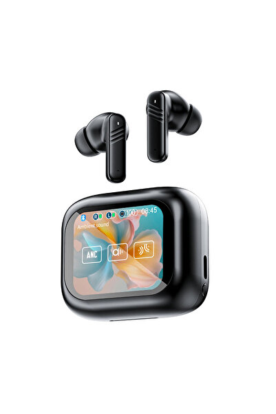 Choice1 سماعة رأس بلوتوث سوداء بتقنية إلغاء الضوضاء النشط، شاشة ملونة تعمل با...