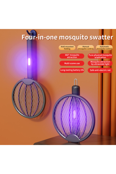 Choice مضرب كهربائي قابل للطي للبعوض، رمادي اللون، 3 في 1، قاتل كهربائي للبعو...