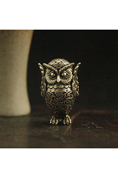 Choice Light Grey Brass Figure Owl Statue Collectible Home & Office Decor Ani...