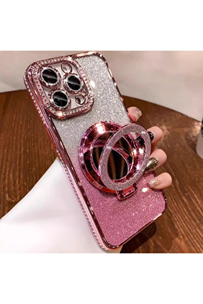 Choice22 جراب فاخر مرصع بالجواهر باللون الوردي لهاتف آيفون 15، مصنوع من البول...