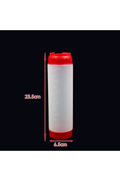 Choice8 Red-24oz Large Capacity Plastic Sauce Bottles Double Head Squeeze Bot...