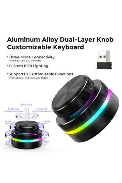 Choice7 لوحة مفاتيح لاسلكية قابلة للتخصيص، لون أسود، بمقبض مزدوج الطبقات، وإض...