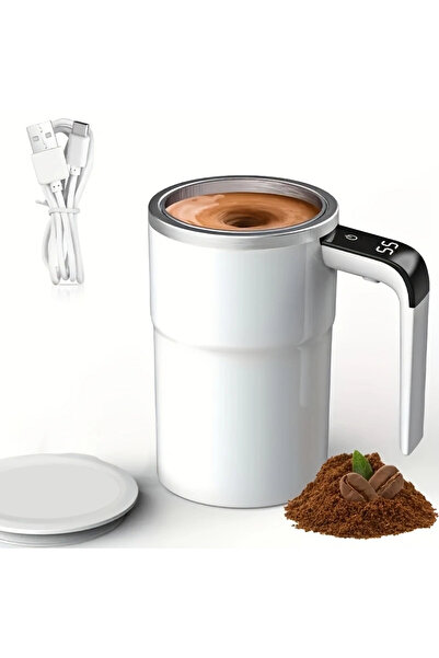 Choice1 كوب أبيض اللون بسعة 400-600 مل مزود بخاصية التحريك التلقائي ودرجة الح...