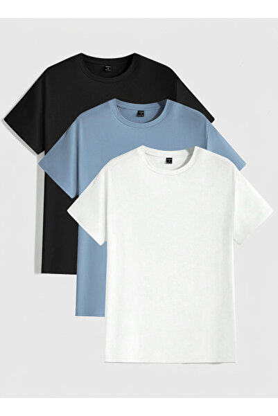 SPORTİVEA 100% Cotton Oversize Fit Crew Neck 3-Piece T-Shirt