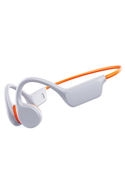 Choice سماعات رأس لاسلكية بتقنية توصيل العظام، لون أبيض وبرتقالي، مزودة بتقني...