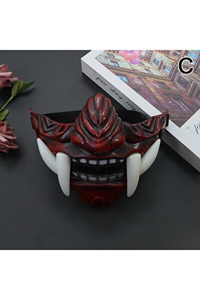 choice2 قناع ساموراي ياباني أوني الشيطاني، قناع شيطاني للهالوين، قناع تنكري ل...