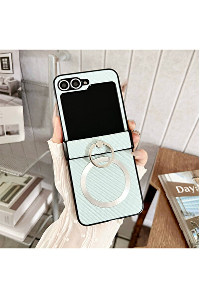 Choice9 جراب نحيف لهاتف سامسونج Z Flip 5 باللون الأخضر النعناعي، مزود بحلقة ت...