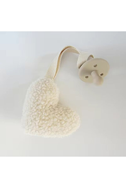 Choice12 مشبك لهاية أطفال بيج اللون من صوف الشيربا بنقشة النجوم والقمر، سلسلة...