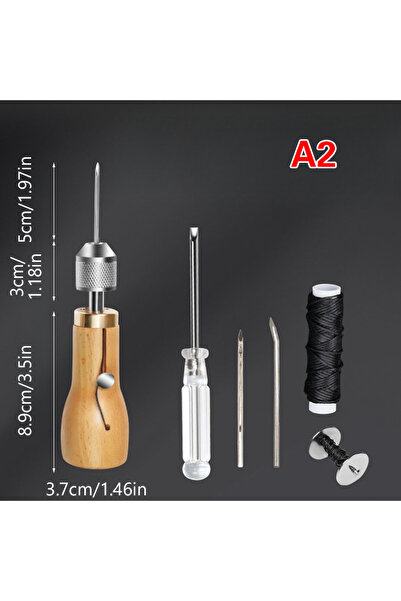 Choice1 مجموعة أدوات خياطة يدوية جلد A2 قطعة واحدة، تتضمن مخرزًا وخيطًا، مجمو...