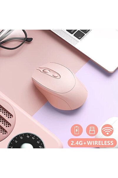 Choice4 ماوس كمبيوتر لاسلكي قابل لإعادة الشحن، وردي اللون، متوافق مع تقنية بل...