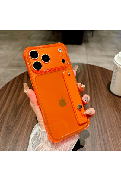 Choice غلاف هاتف آيفون 17 برو برتقالي اللون، مزود بحلقة مضادة للسقوط في الزوا...