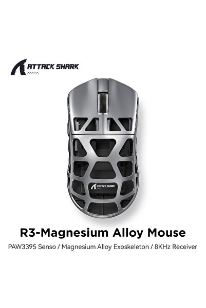 Choice فأرة الألعاب GRAY ATTACK SHARK R3 المصنوعة من سبائك المغنيسيوم بتصميم ...