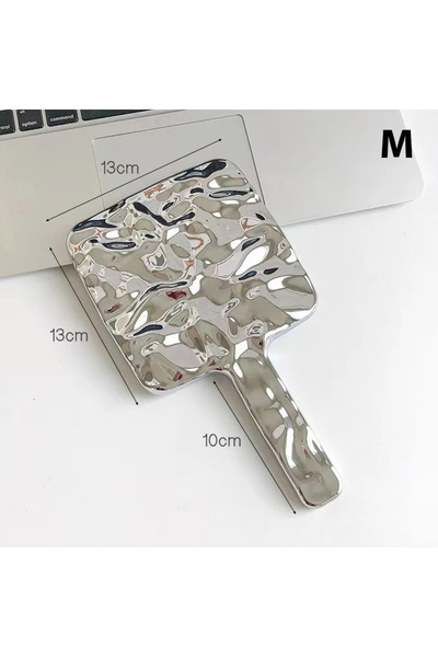 Choice مرآة مكياج بمقبض مطلي بالكهرباء L C4038B - مرآة مكياج يدوية مربعة محمو...