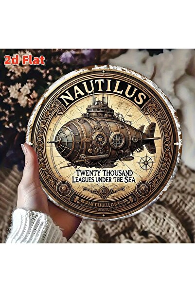 Choice لوحة جدارية على شكل غواصة نوتيلوس بنية اللون، مقاس 20 × 20 سم (7.87 × ...