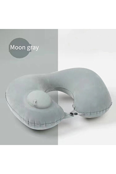 Choice grey Portable Push-Inflatable U-Shaped Neck Pillow: Outdoor Travel Nec...