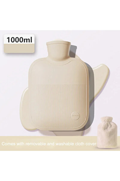 Choice3 زجاجة ماء ساخن مقاومة للانفجار، بيج اللون، بغطاء قماشي، سعة 1000 مل، ...