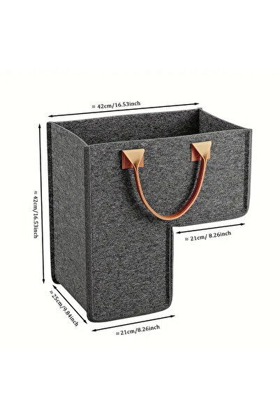 Choice1 Gray -1PCS Durable Felt Storage Basket with PU Handles Home Office St...