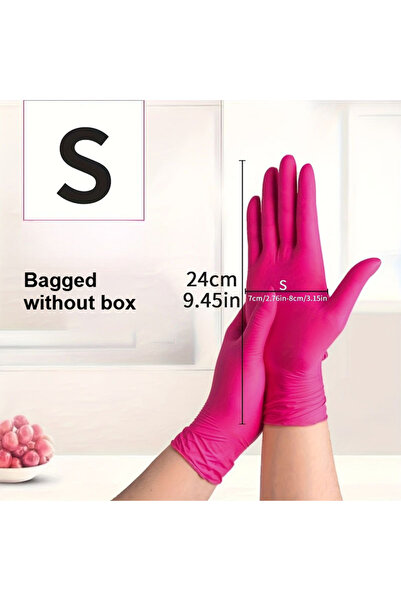 Choice6 50 PCS Rose Red S Pink Nitrile Disposable Gloves Powder & Latex Free ...