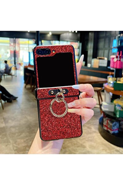 Choice8 Galaxy Z Flip7 Red Fashion Artificial Diamond Ring Buckle Sparkling C...