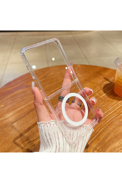 Choice أكريليك شفاف من LUOKE لهاتف Galaxy Z Flip 5، مزود بخاصية الشحن اللاسلك...