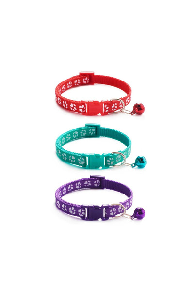 Choice19 rose-green-purple 1/6/18pcs Pet Collar With Bell Footprints Colorful...