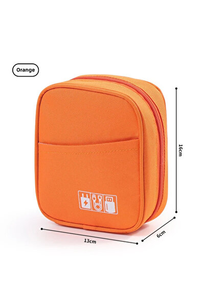 Choice1 Orange New Portable Data Cable Organizer Bag Water-proof USB Power Ba...