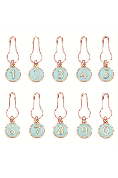 Choice3 10 قطع زرقاء بدون علبة، 10 قطع من سلاسل عدّاد صفوف الحياكة المطلية با...