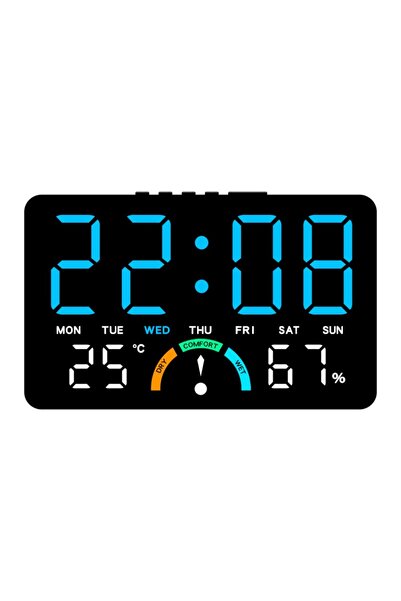 Choice Black-Blue Wall-mounted Electronic Wall Clk Multi-functional Temperatu...