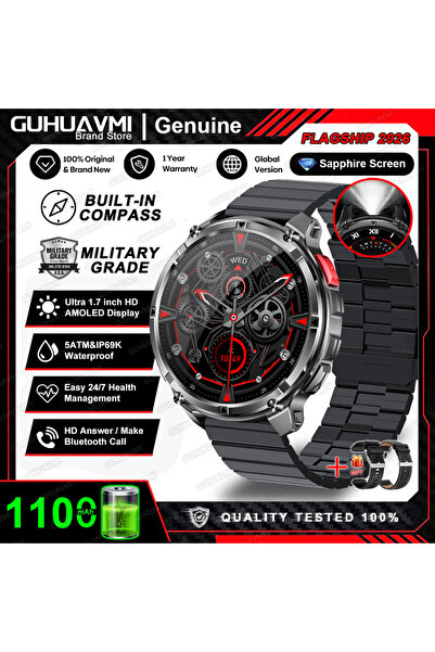 Choice11 ساعة ذكية جديدة من الفولاذ الأسود طراز B 2A، بتصميم عسكري جديد، مزود...