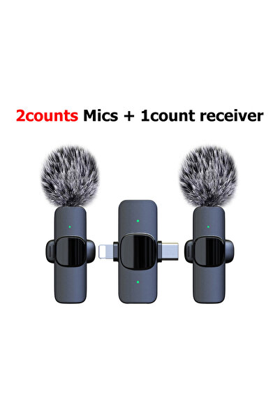 Choice1 K25-Black-1TO2 2-in-1 Wireless Lavalier Microphone for Smartphone, Ca...