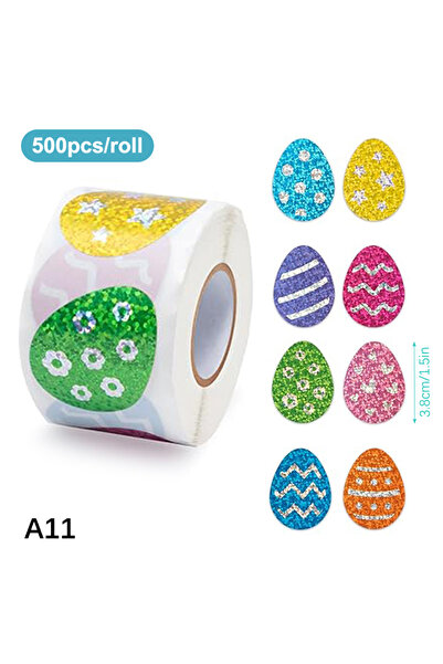 Choice9 1 Roll A11 ♥Glitter Easter Bunny & Egg Sticker Roll - Colorful Decora...