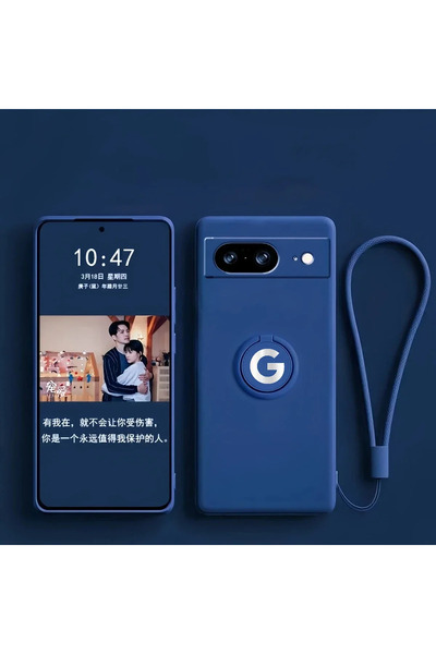 Choice61 جراب حامل حلقي دوار أصلي من السيليكون السائل باللون الأزرق الداكن له...