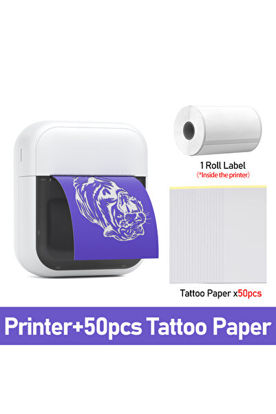 Choice مجموعة من 50 ورقة طباعة وشم صغيرة محمولة، طابعة ملصقات حراري صغيرة 2 ب...