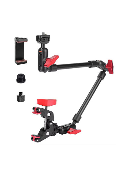 Choice ذراع سحري قابل للتعديل بطول 22 بوصة (57 سم) مع مشبك تثبيت للكاميرا وذر...