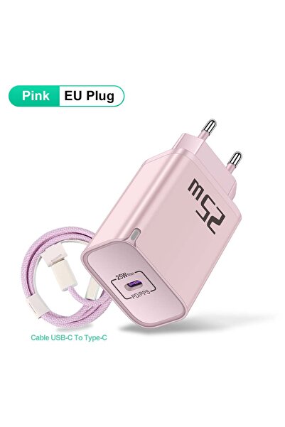Choice7 EU Plug Pink-C1m PD 25W Fast Charger For iPhone 15 Pro Max USB Type C...